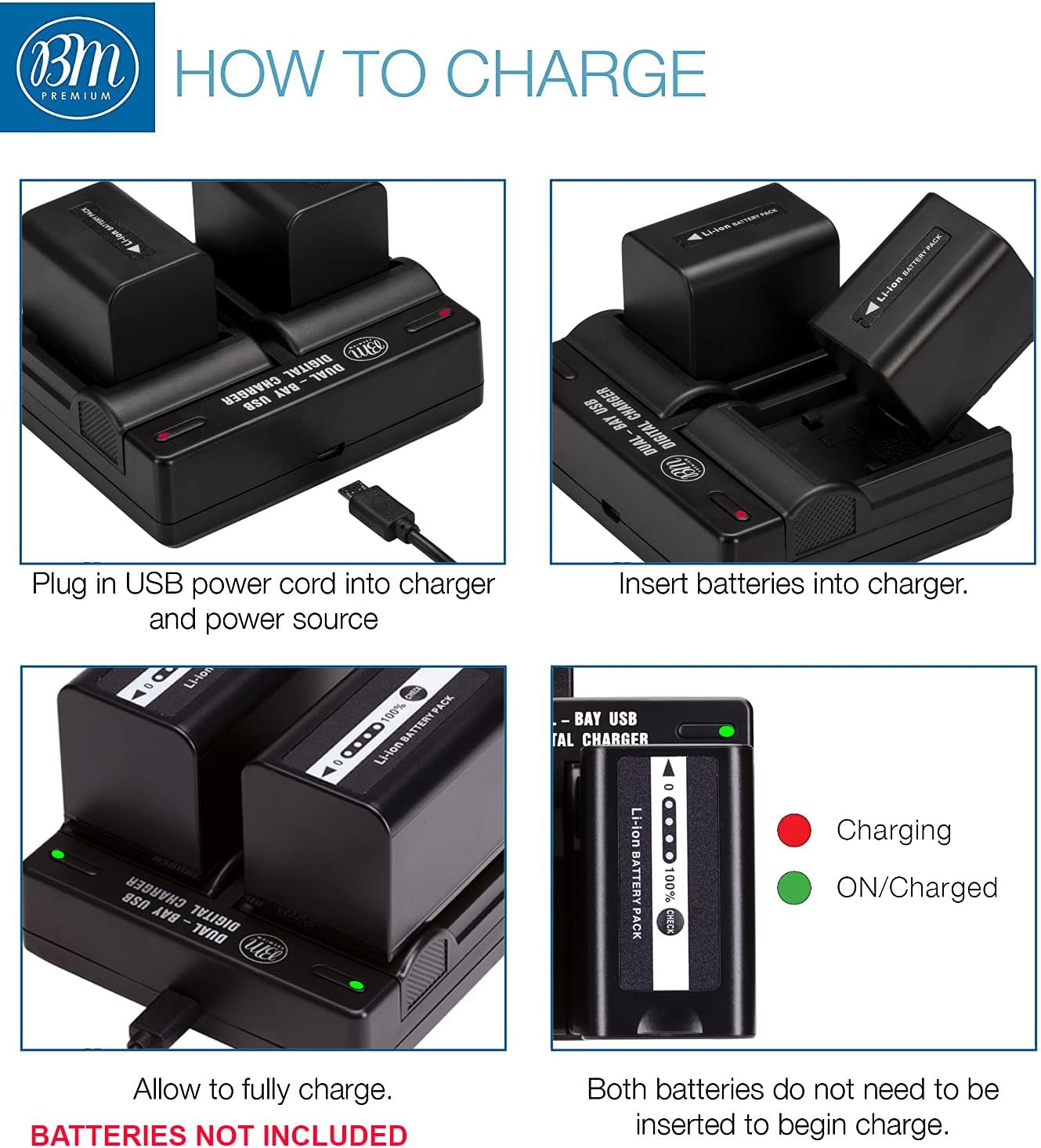 BM Premium 2 VW-VBD58 Batteries and Dual Channel LCD Charger for Panasonic AG-VBR59, BGH1, HC-X1, HC-X1500, X2000, AG-CX10, AG-CX350, AG-UX180, AG-AC30, AG-UX90, AG-DVX200, HC-MDH3E, AJ-PX270, AJPX230