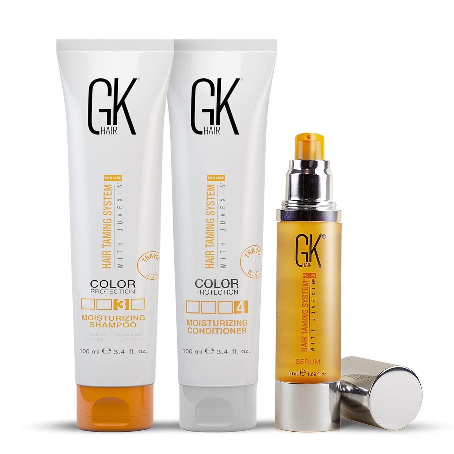 GK HAIR Global Keratin Moisturizing Shampoo and Conditioner Sets (3.4 Fl Oz/100ml) with Anti