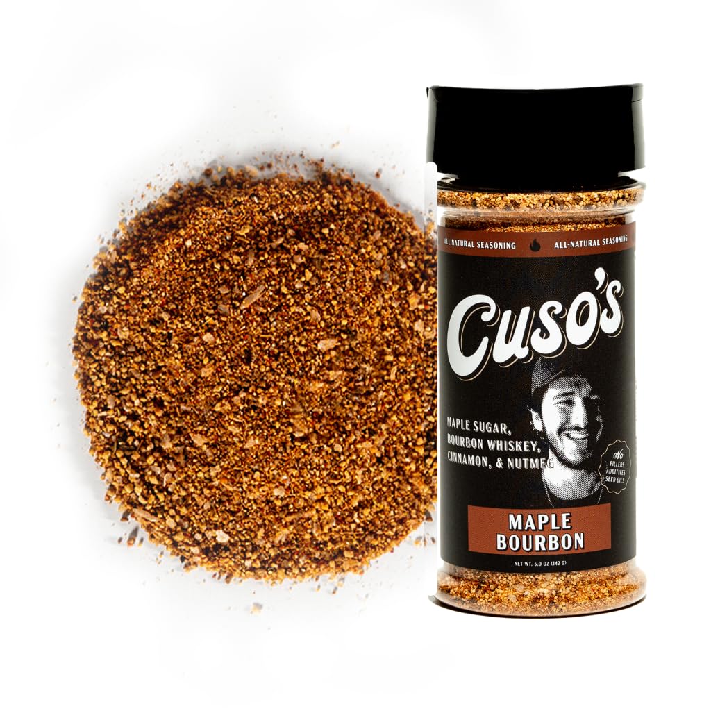 Cuso Cuts Maple Bourbon Rub BBQ Seasoning - All-Natural Steak Seasoning - Spices for Grill, Marinade & Smoking - 1 Count BBQ Rub - 5 oz bottle + Recipe eBook Bundle