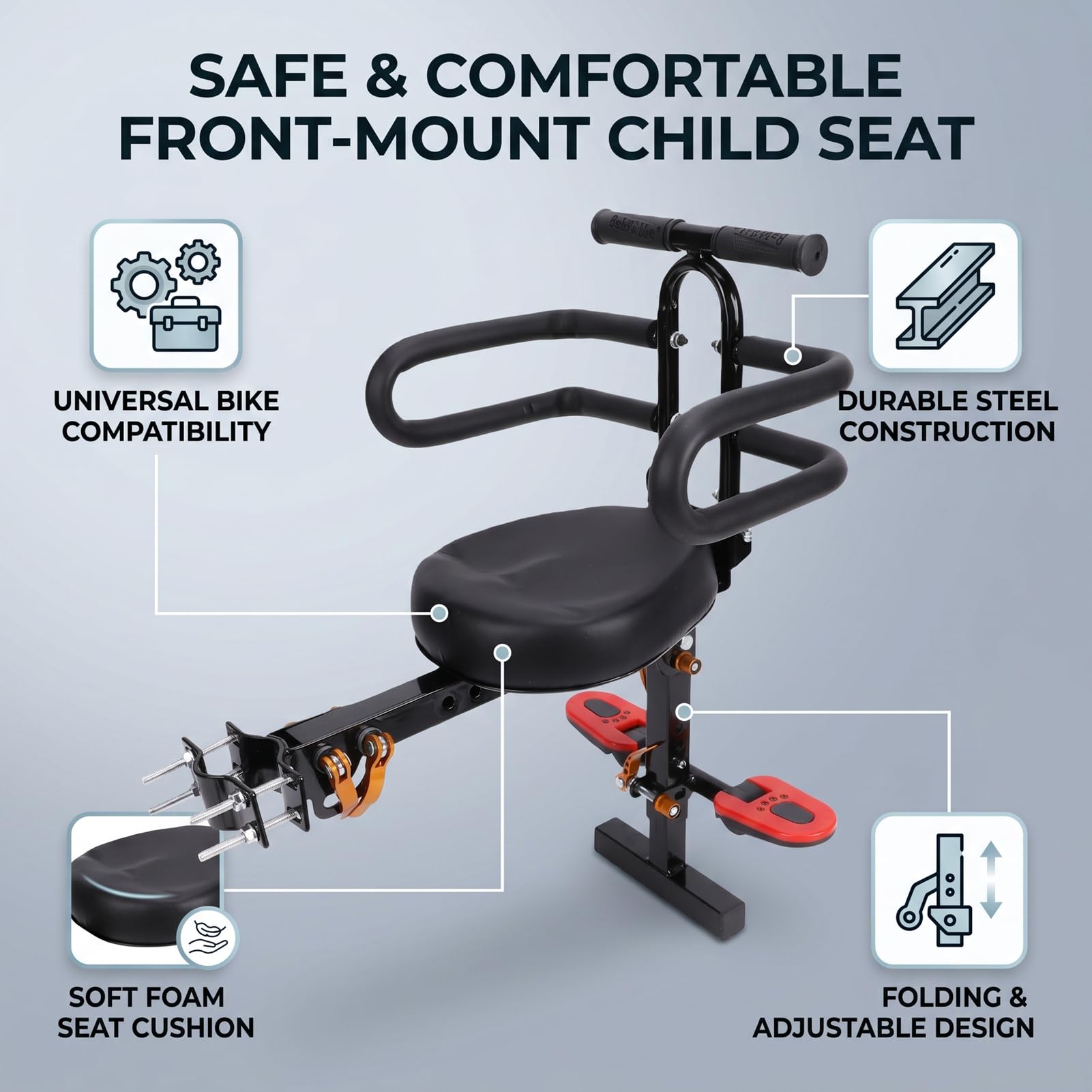 Aramox Seggiolino per Bambini da Bici Anteriore Pieghevole