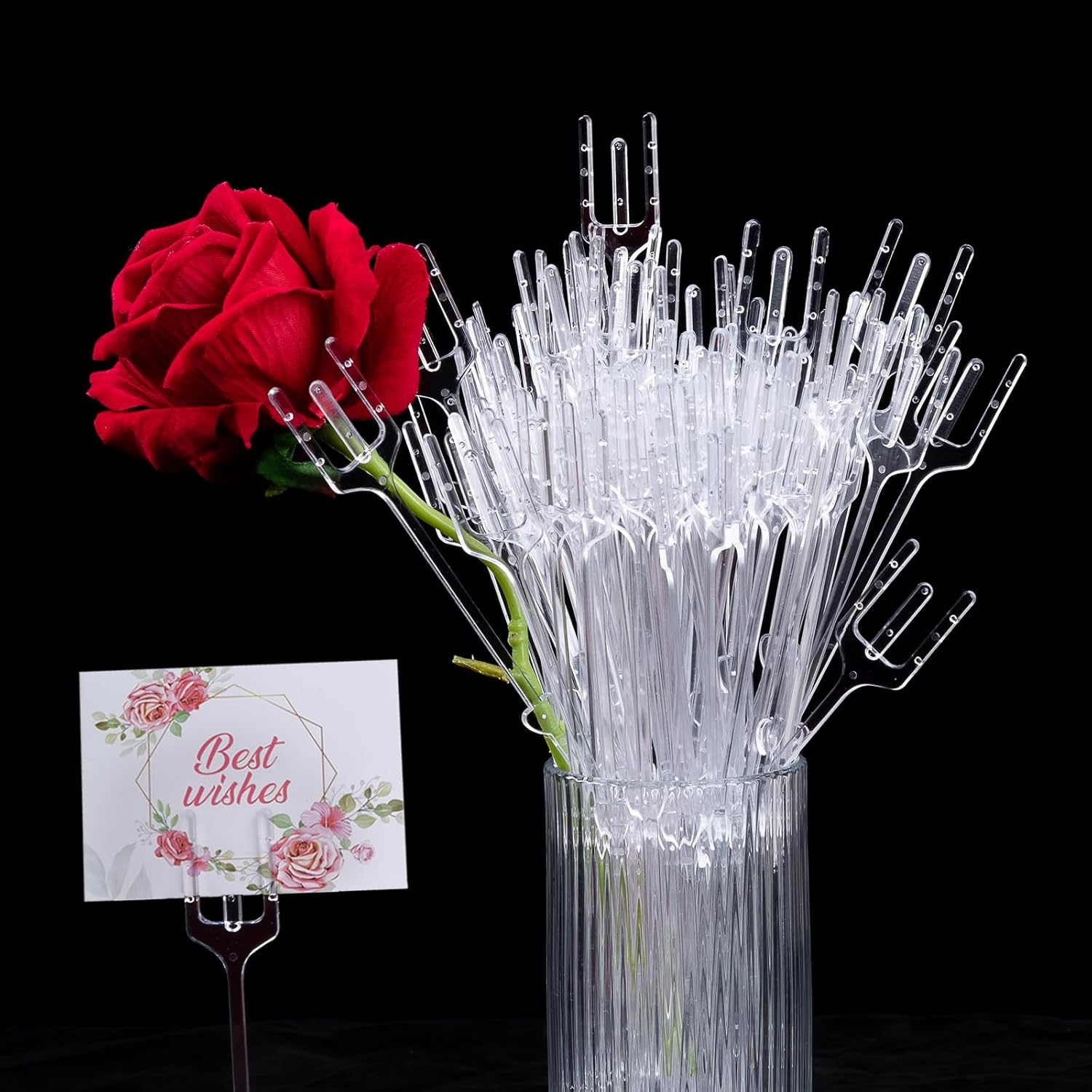 Gloreyan 100Pcs Plastic Floral Pick Card Holder 9inch Clear