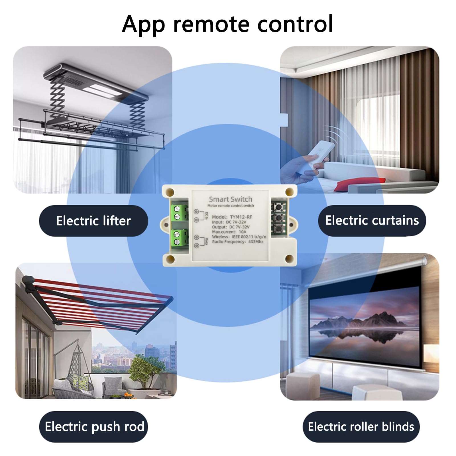 Jane Eyre Controlador inteligente WiFi para motores de CC Tuya para la Smart Life App Control remoto de actuadores lineales de 12V/24V y varillas de empuje eléctricas,Válvula solenoide,cabrestante