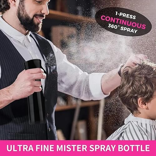 BellaLine Feinsprühflasche 300ml für Haare, Pflanzen & Reinigung – gleichmäßiger Nebel – nachfüllbar, BPA-frei, ergonomisch (Black, 300)