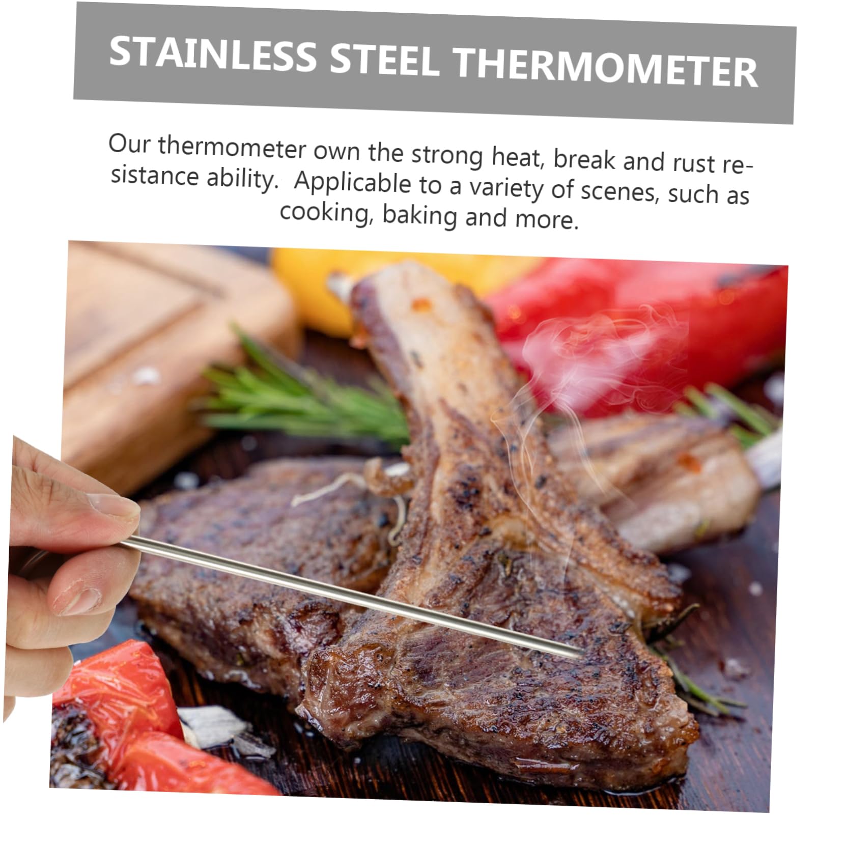 LIFKOME Kabelloses Digitales Fleischthermometer mit Großem Beleuchtetem LCD Display Fernmessung Vorprogrammierte Garstufen Timer Alarm für Grill Ofen Outdoor Bbq Smoker