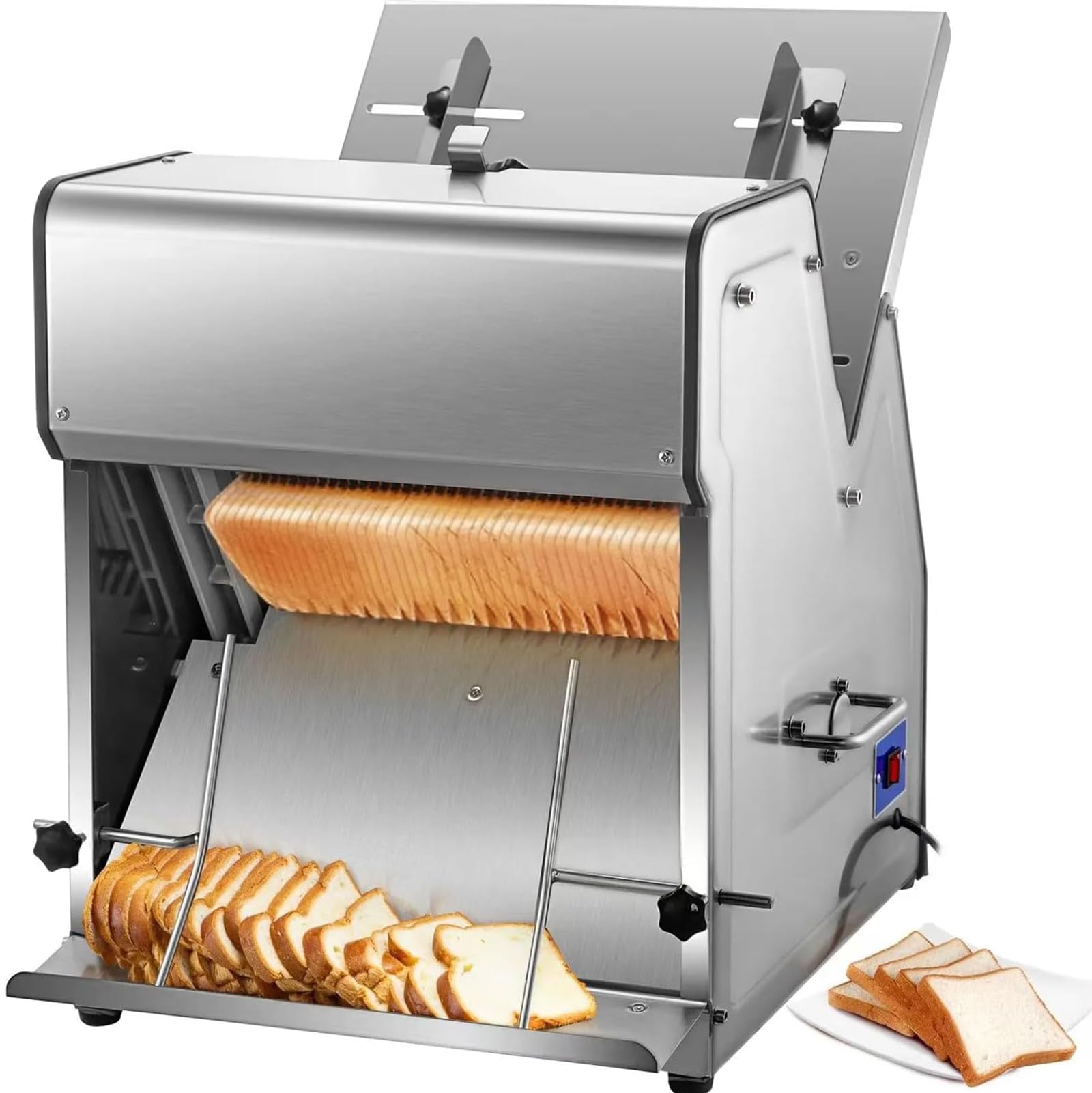 Adtzpc 370W Commercial Bread Slicer, Electric Bread Cutting Machine With Adjustable Inlet & Outlet, 31 Maximum Number Of Slices & Slice Thickness 0.47 Inch, Efficient and Fast for Kitchen