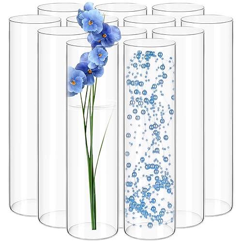12Pack Glass Cylinder Vases for Centerpieces - 12 Inch Tall