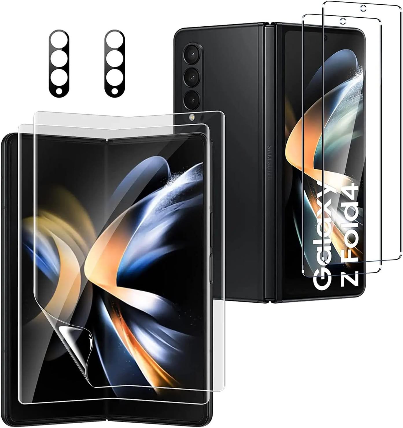 Tempered Glass Screen Protector for Samsung Galaxy Z Fold 4+ - 2X Protection with Inner Soft TPU Film Shield and Camera Lens Protector - Scratch Resistant, Bubble Free