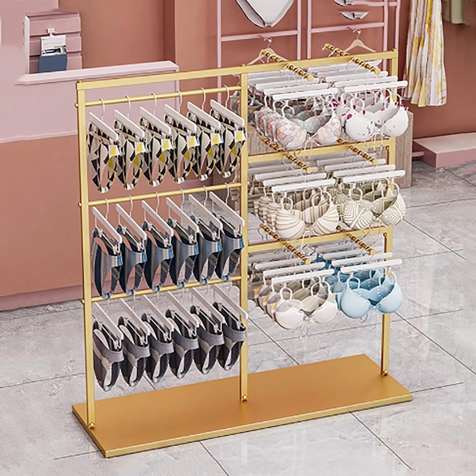 HPTHLY Adjustable Heavy-Duty Freestanding Metal Garment Rack - Retail Display Stand For Shirts, Bras, Scarves & Accessories