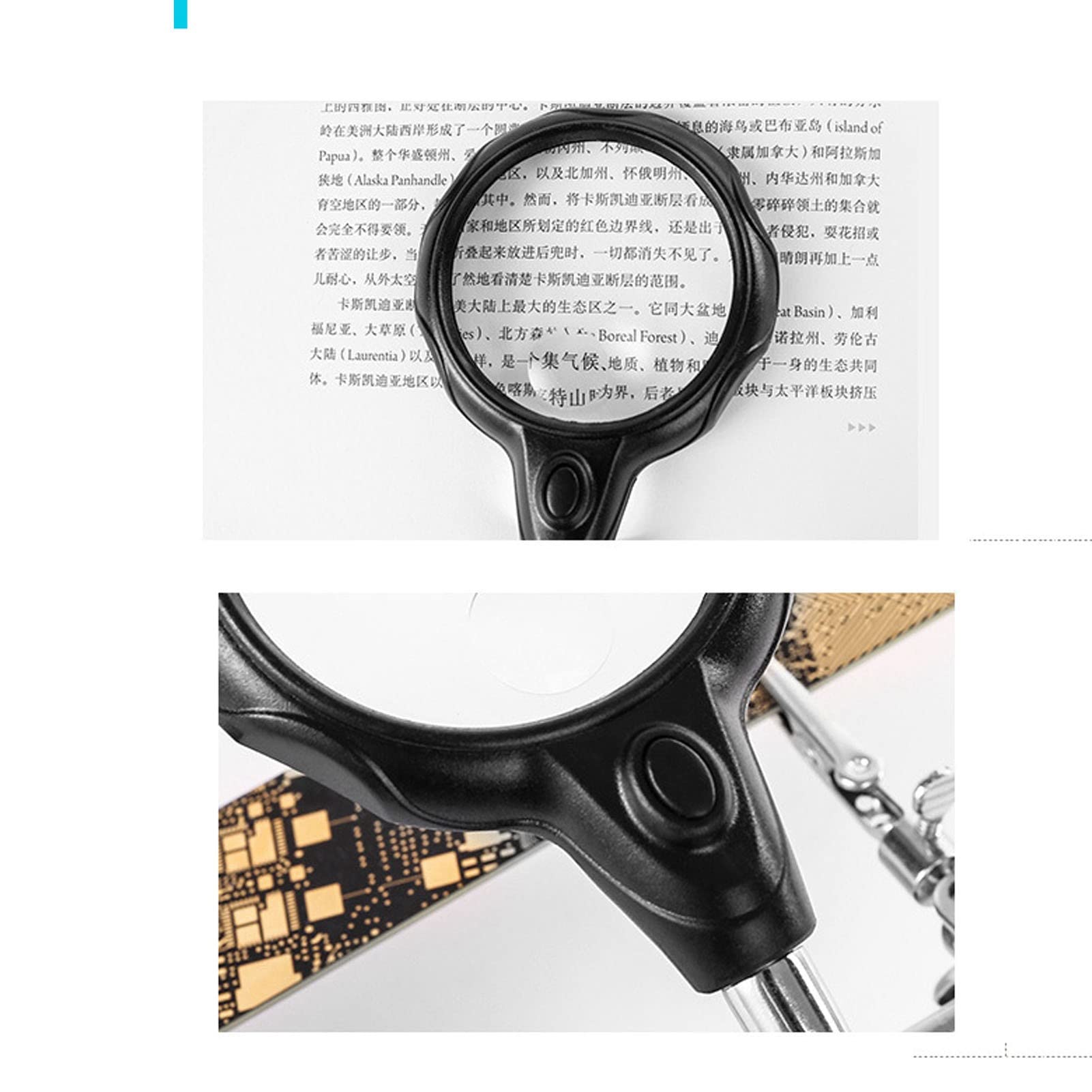 Lupa na biurko LED, lupa do statywu lutowniczego na stojaku pomocniczy klips do projektów DIY The New