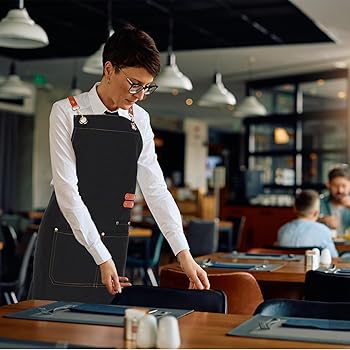 Tablier De Cuisine En Cuir RéGlable En Cuir Noir Pour Femmes Hommes