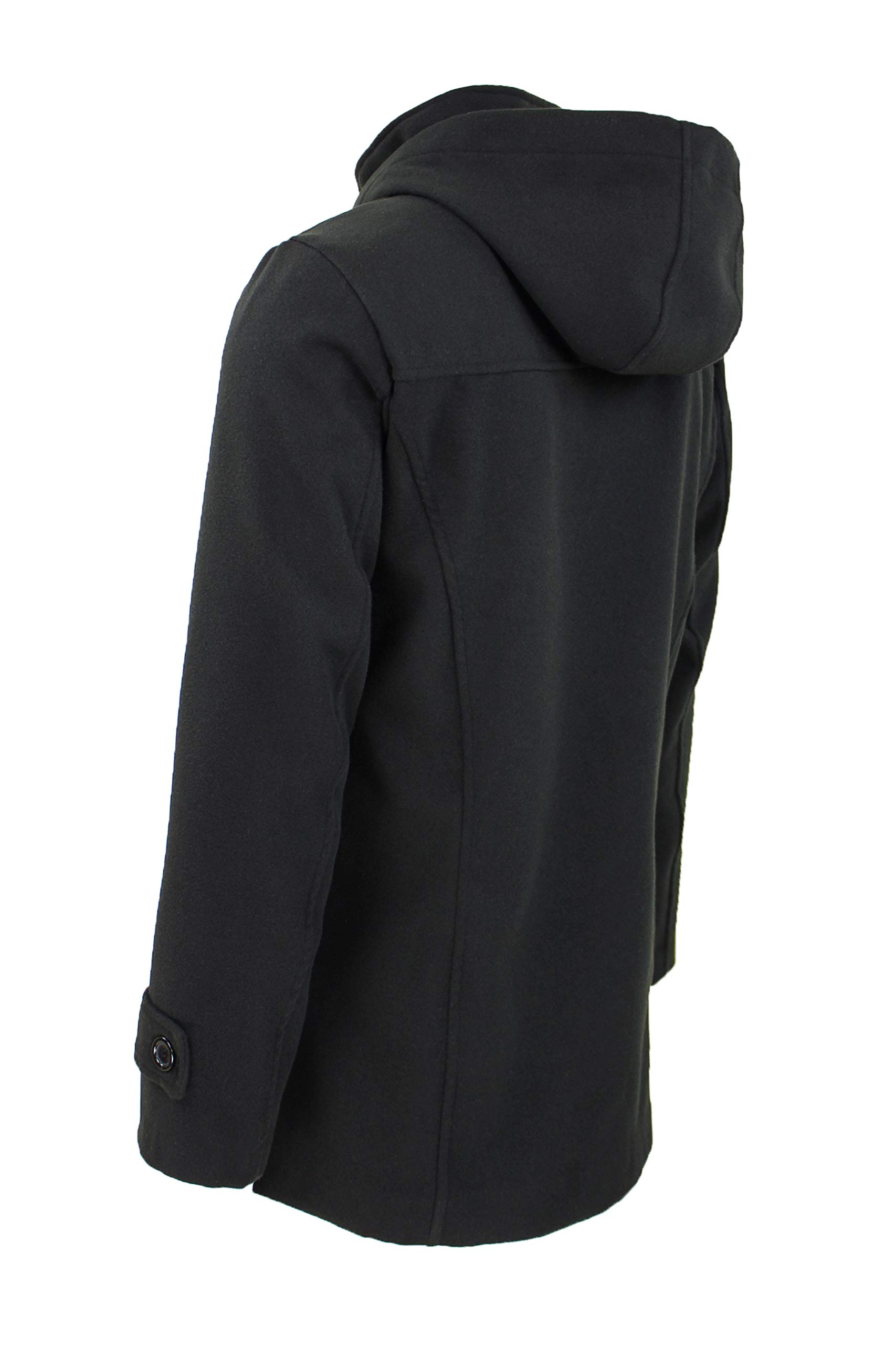 Evoga Cappotto Montgomery uomo nero con cappuccio Giacca invernale con bottoni Alamaro