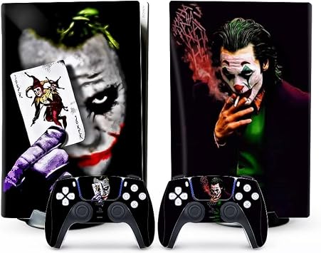 XSUID PS5 Skin - Disc Edition Game Console and Controller Accessories Cover Skins PS5 Controller Skin Gift PS5 Skins for Console Full Set Black Joker