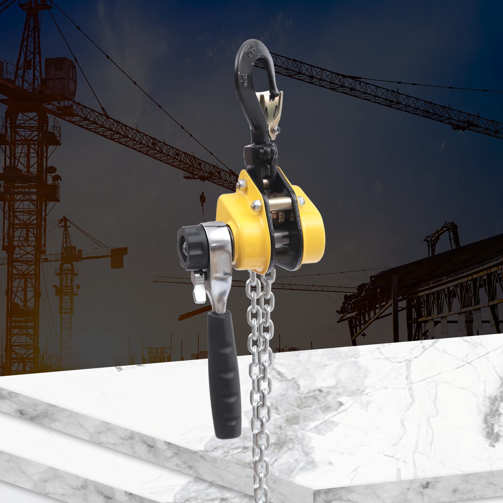 Mini Chain Hoist, 0.5 Ton/1100 Lbs Adjustable Lever Block Chain Hoist Portable Manual Chain Hoist Alloy Steel G80 Chain Ratchet Lever Hoist with Hook for Lifting or Fixing