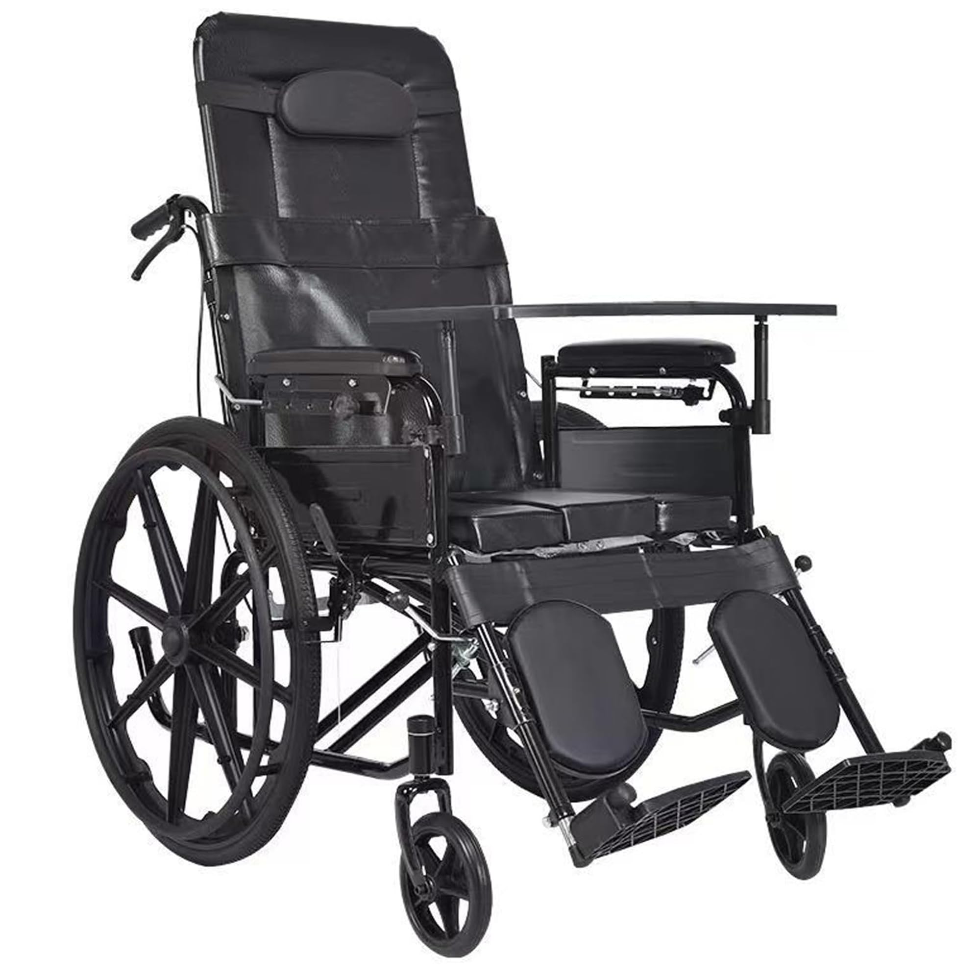 Silla de ruedas plegable, ligera, con reposapiés y reposabrazos extraíbles, apta para adultos, bariátricos y discapacitados