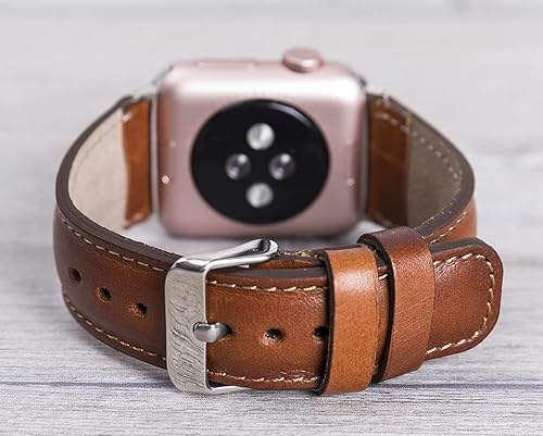 Miniatura 4 de Genuine Leather Burnished Tan Band for Apple Watch Series 1-10 & SE & Ultra & Ultra 2