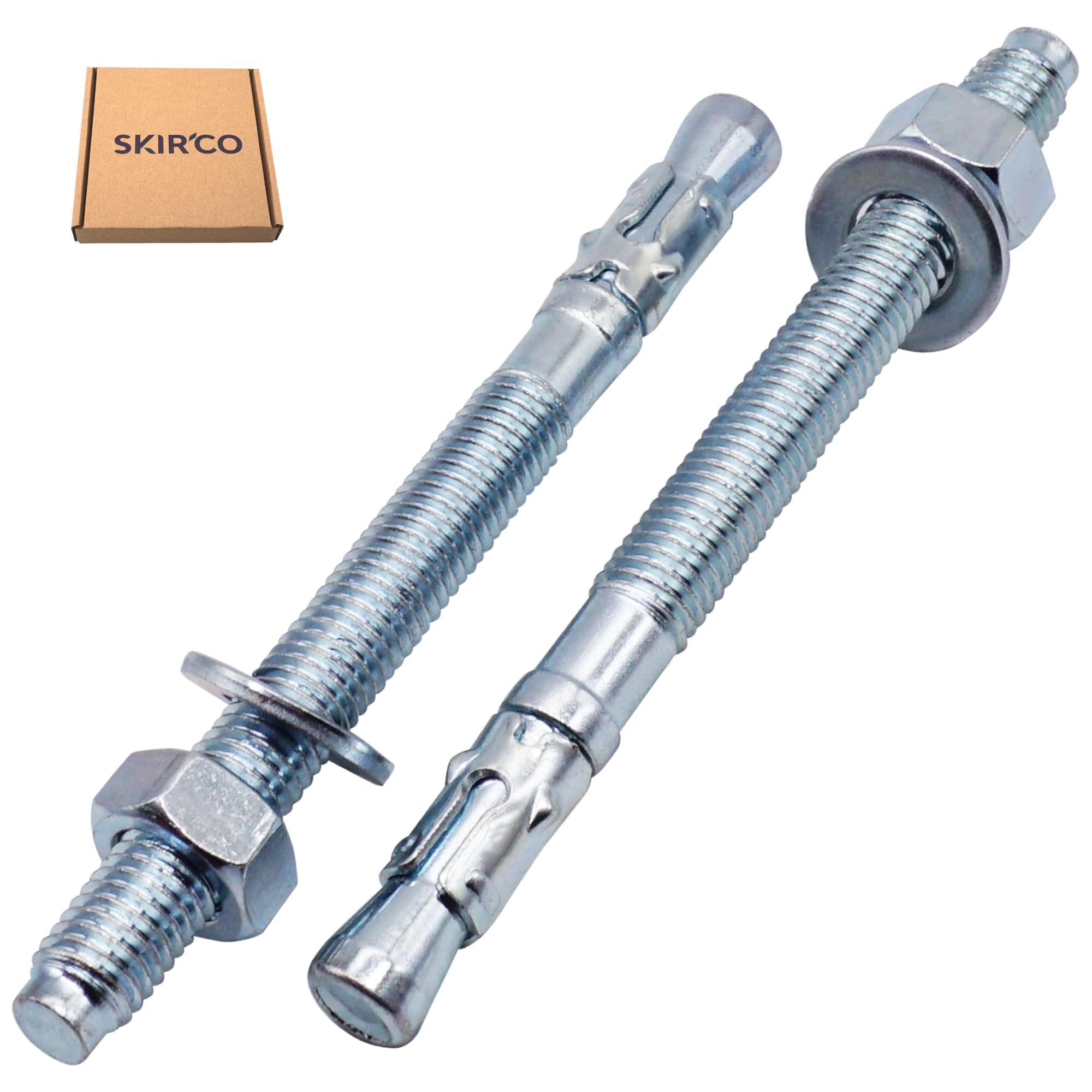 SKIR'CO (4 pcs) Zinc Plated Wedge Anchors M12 x 140 mm, Metal Dowels, Anchor Bolt, Masonry Anchors, Concrete Anchor - Image 2