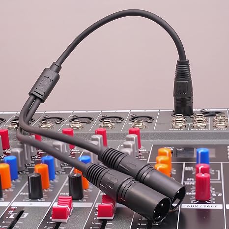 2 Pack XLR Y Splitter, 1.5FT XLR Female to Dual Male, Balanced Mic Audio Cables for Stereo Mic to L&R Audio