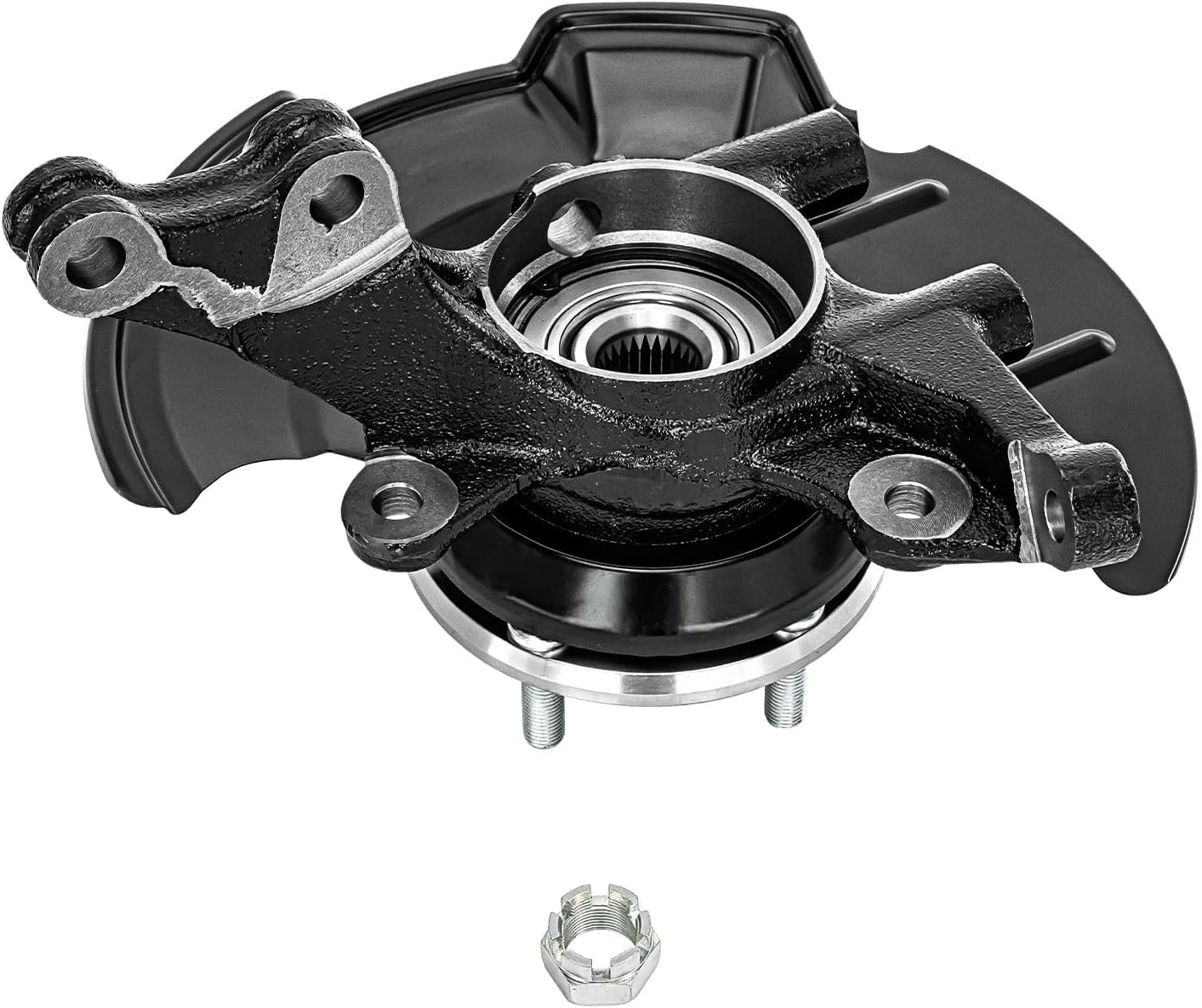Detroit Axle - 2pc Front Steering Knuckles for 2007-2012 Hyundai Elantra w/ 4-Wheel ABS 2008 2009 2010 2011 Driver & Passenger Side Knuckles with Wheel Bearing Hub Assembly Replacement