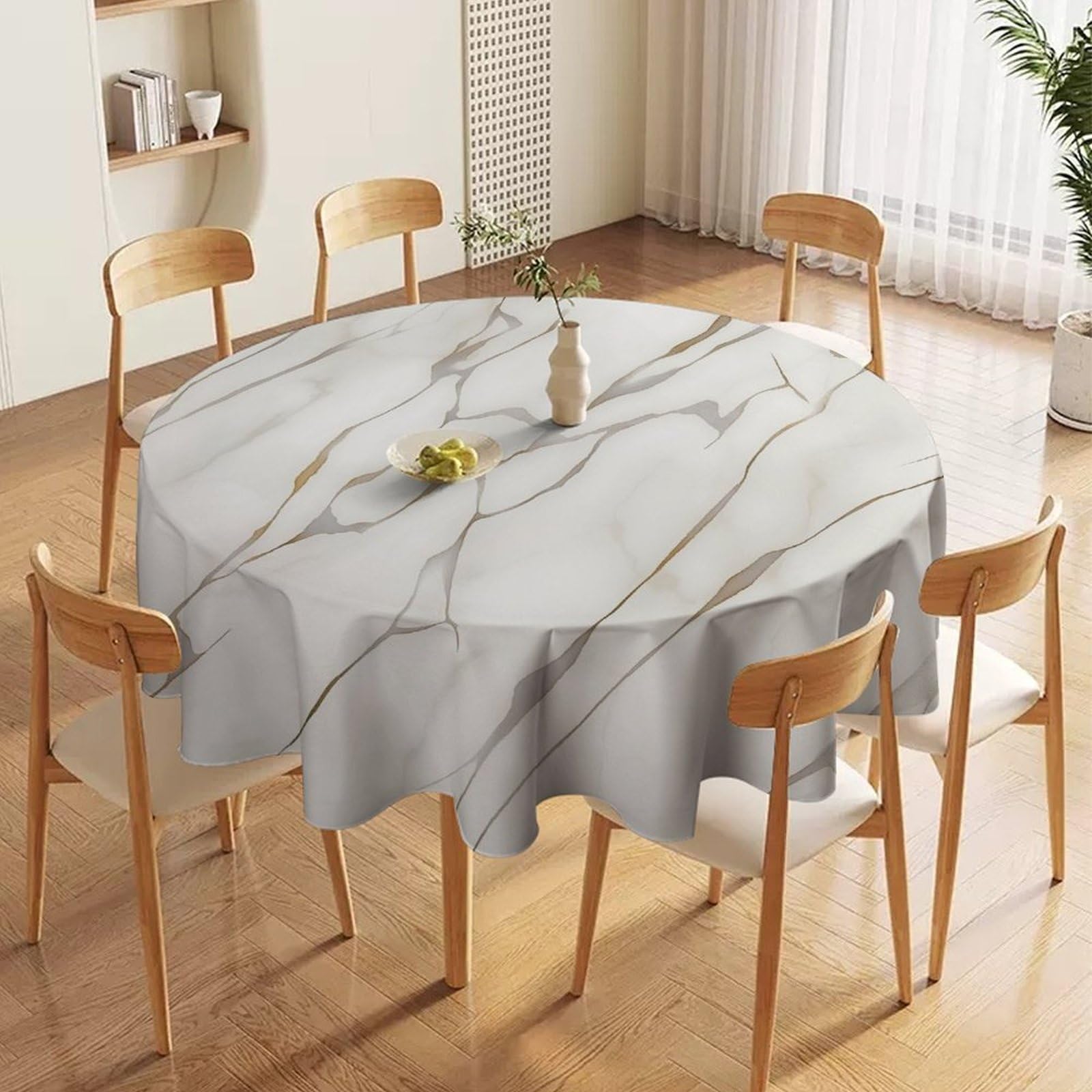 ORDOBO Round Table Cover -Purple Flowers 3D Print Waterproof Protect Table Cover Fashion Countertop Decoration For Kitchen Home Dinner 127X127Cm