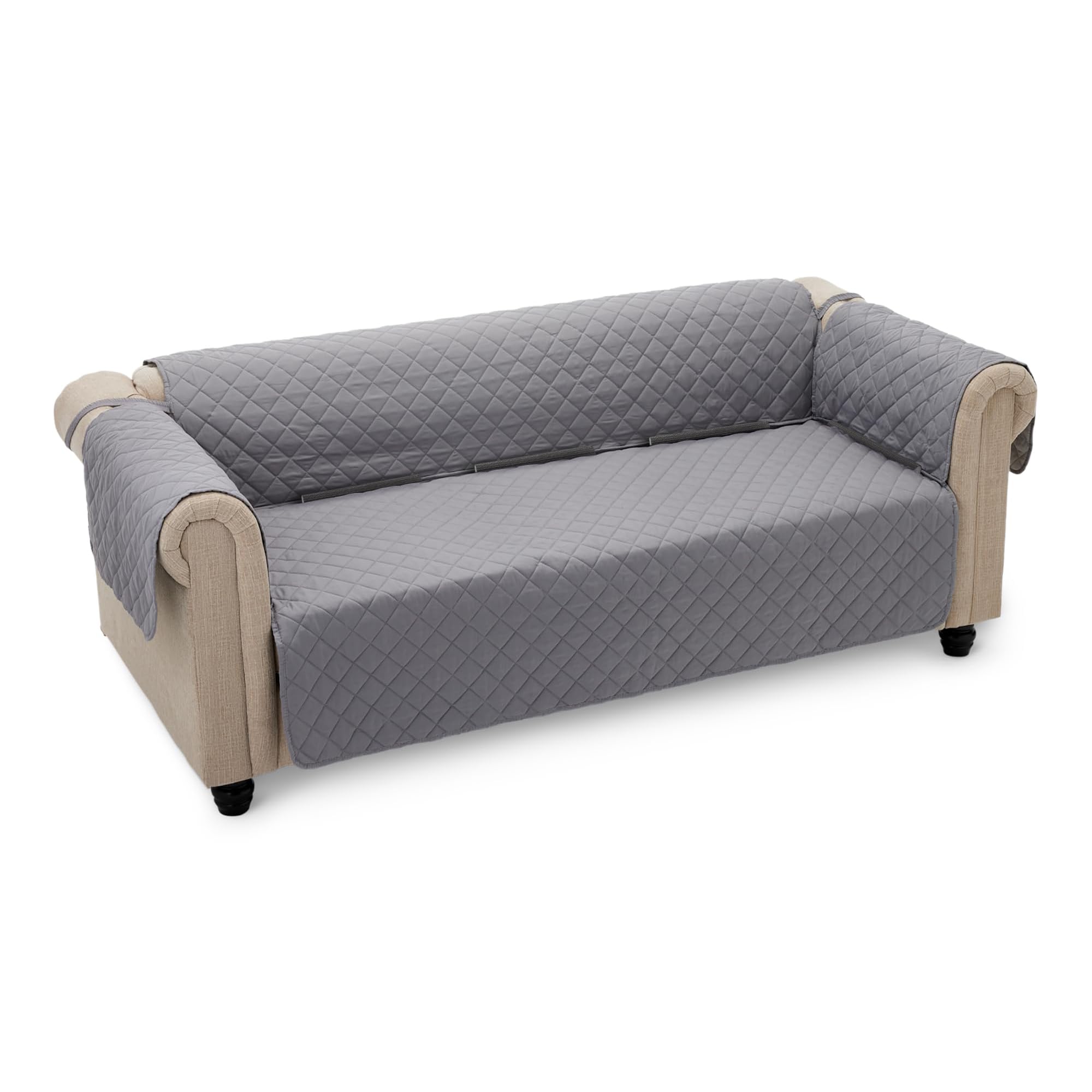 Amazon Basics Waterproof Cover for 3 Seater Sofa, Reversible Washable Protector, Grey/Light Grey OEKO-TEX STANDARD 100