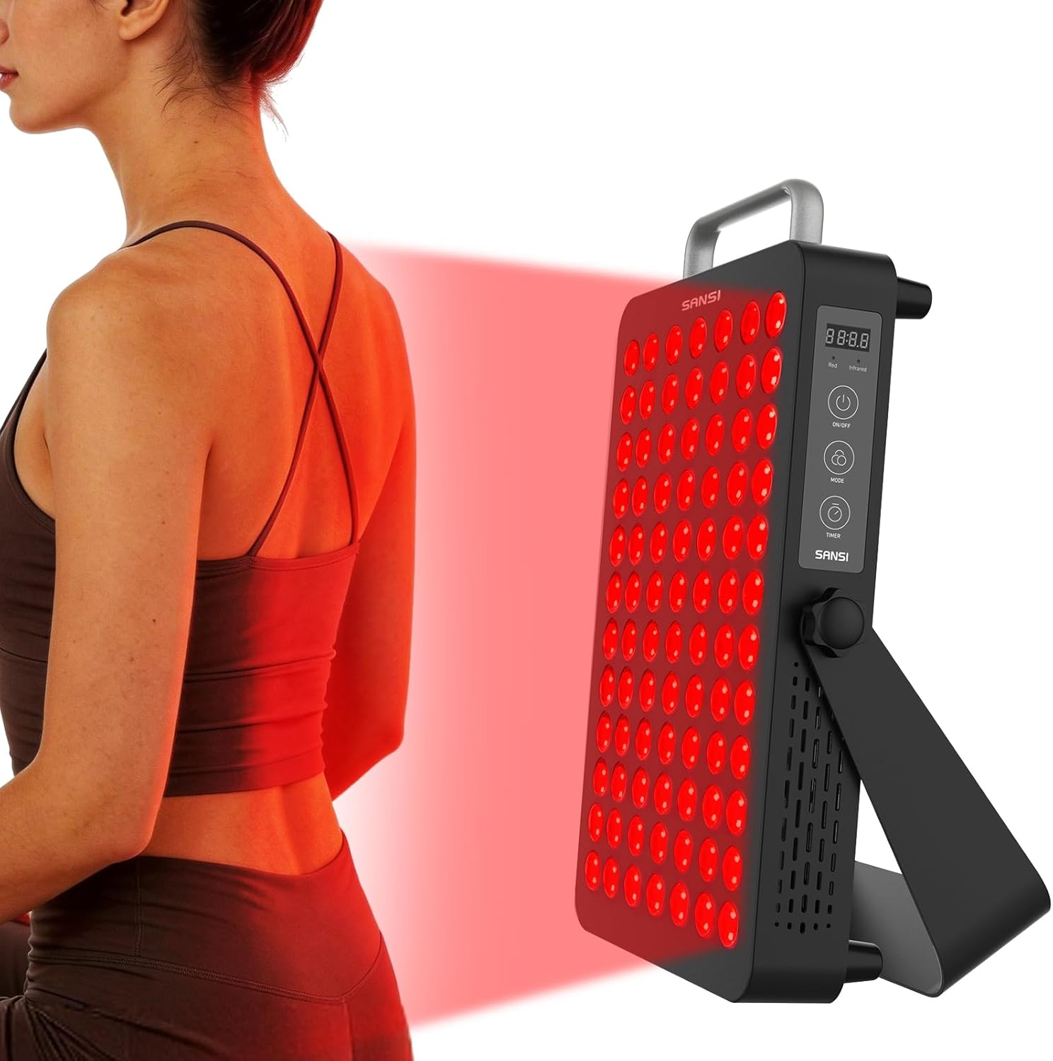 SANSI Red Light Therapy for Face Body, 660nm 850nm Red & Near Infrared LED Light, 84 Dual-Chip LEDs, 120W High Power Red Light Therapy Panel, Built-in Timer, No Noise Design, Ideal for Home Wellness