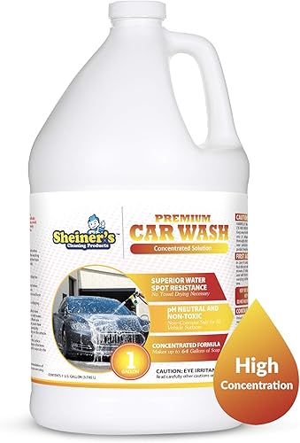 Sheiner's Jabón de lavado de autos premium, jabón de champú para automóvil, jabón de coche pH neutro, concentrado, sin toalla seca, compatible con