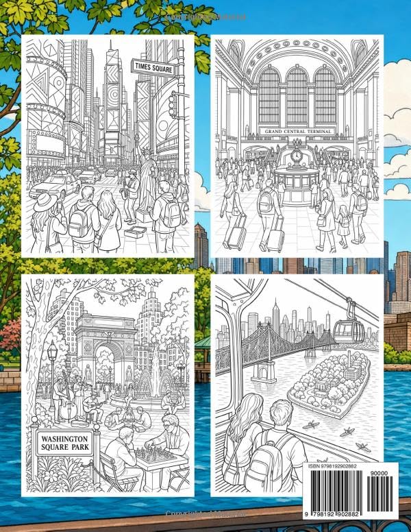 New York City Coloring Book for Adults and Kids: NYC Big Apple Manhattan Activity Pages Souvenir Travel Gifts image 3