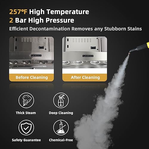 Miniatura 7 de S AFSTAR Limpiador de vapor de mano, vaporizador presurizado de 1400 W con accesorios de 14 piezas y bloqueo para niños, mopa de vapor portátil