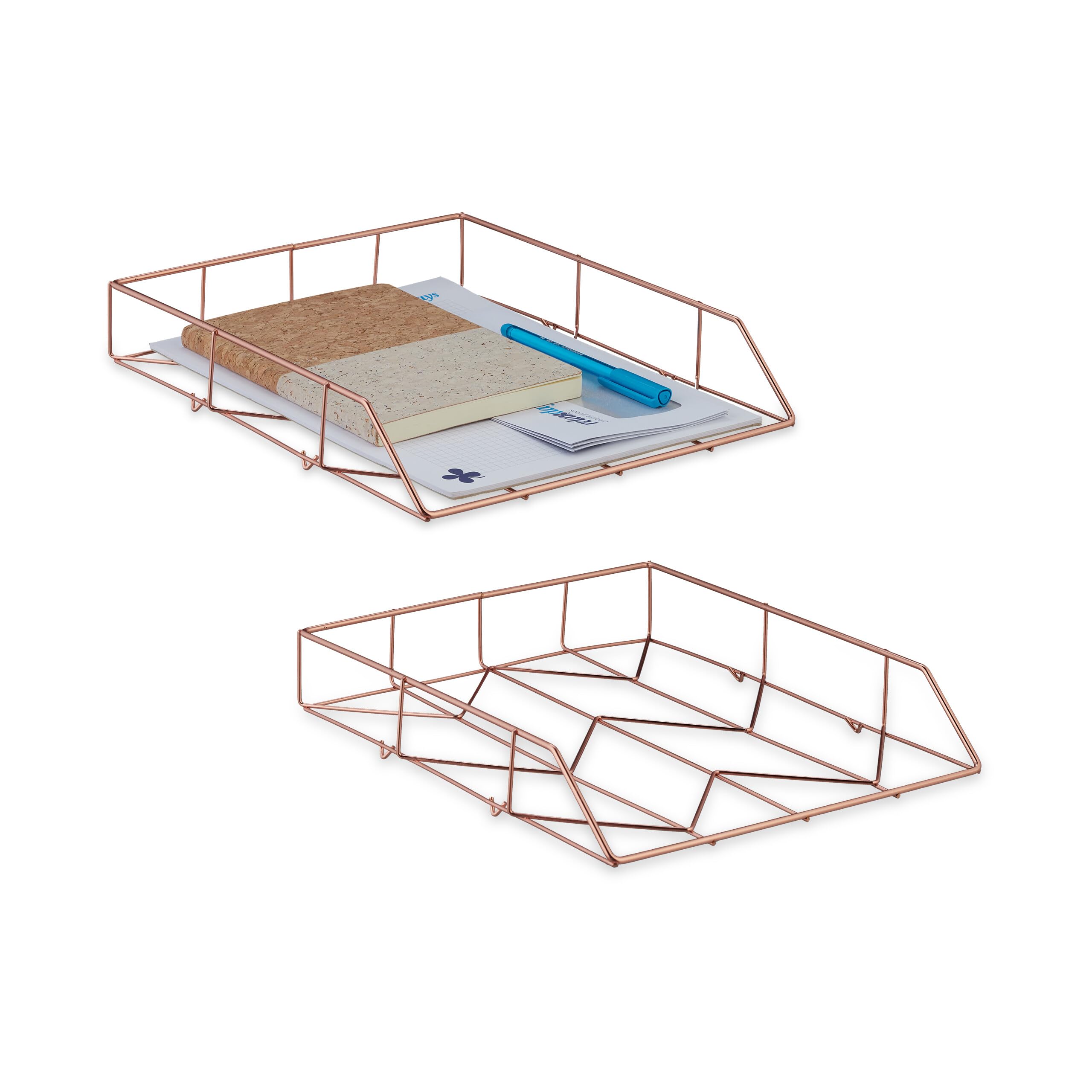 Rangement de bureau lot de 2 organiseur de document métal rose gold