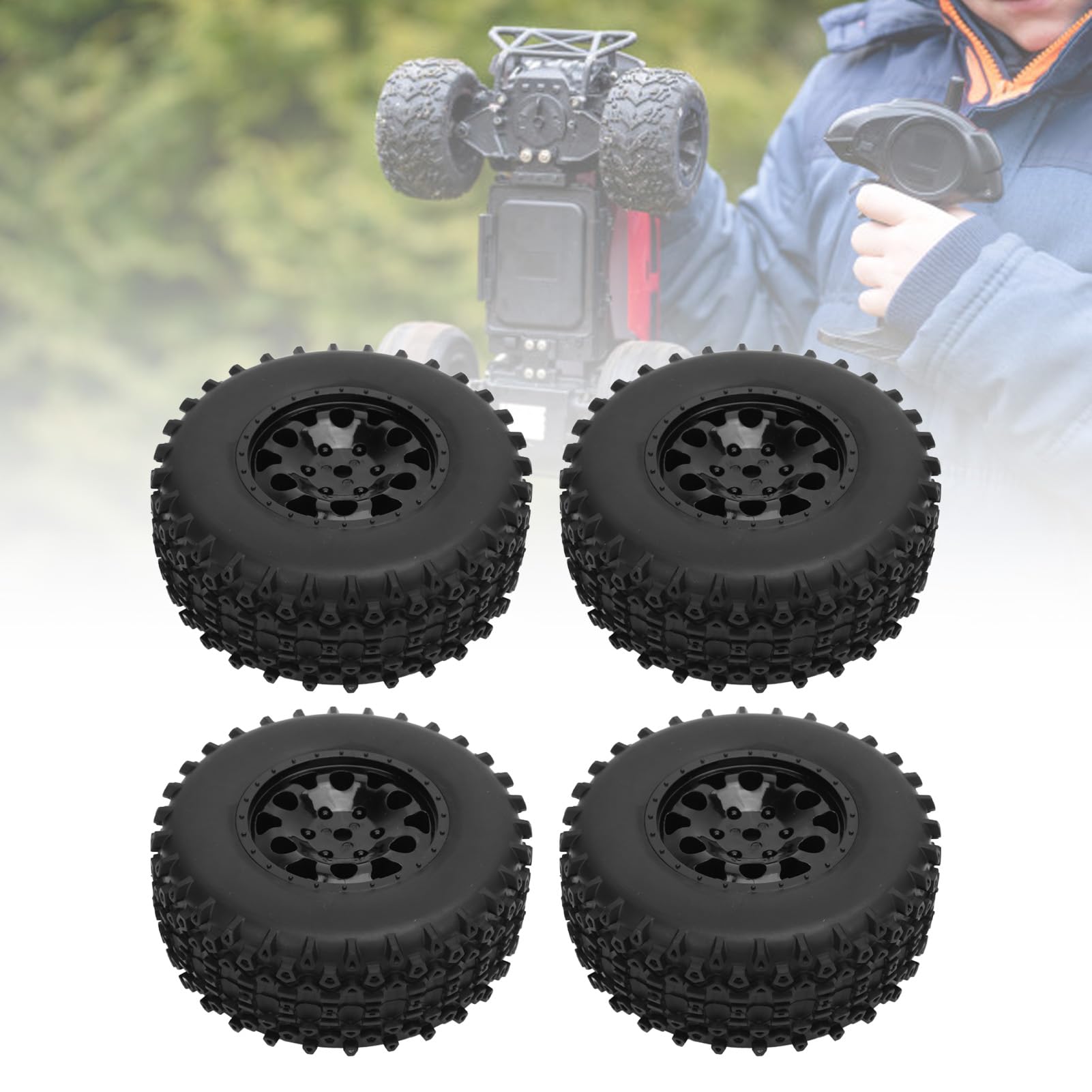 4 Roues RC 110mm Pour Camion 1/10 - Diamètre 110mm Largeur 45mm Moyeu 12mm - Compatible Slash