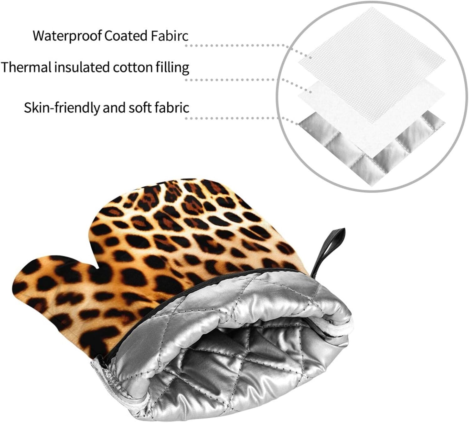 Leopard Animal print Kitchen baking four piece set, fit for cooking and baking, oven, microwave, and outdoor barbecue