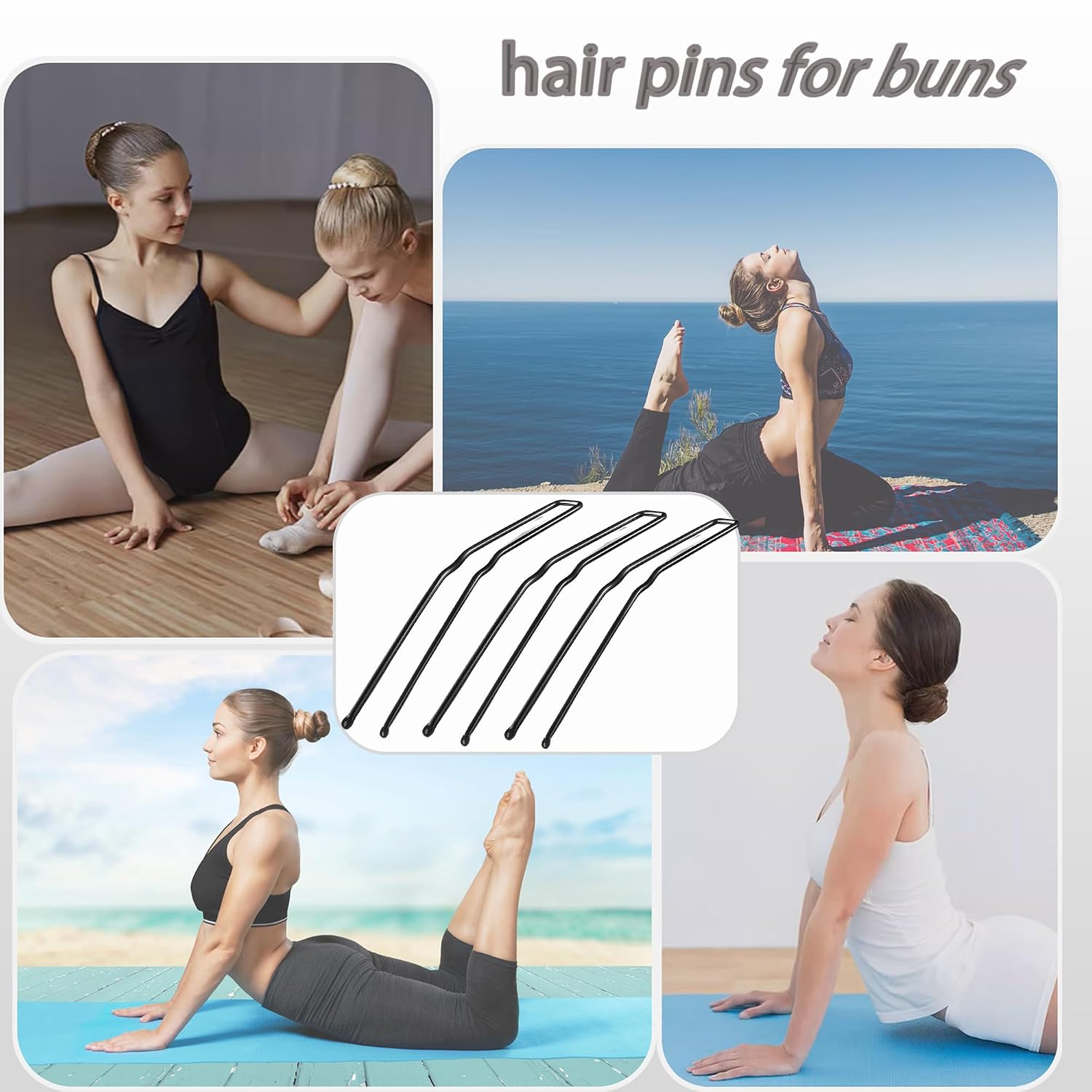 36Pcs Hair Pins for Buns U-Shaped French Hair Pin for Buns & Updos Large Black Bobby Pins for Thick Thin Long Curly Hair（3 inches) (black)