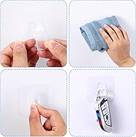 Vista 4 de 20 ganchos de pared adhesivos resistentes, transparentes, autoadhesivos, extraíbles, sin daños para colgar en ventanas, cocina, gabinetes, ducha