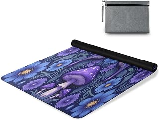 yoga mat hot yoga no slip printed natural rubber non slip Witchy Blue Butterfly Mushroom Flower with bags tapete para ejercicio 71x26 inches 1MM