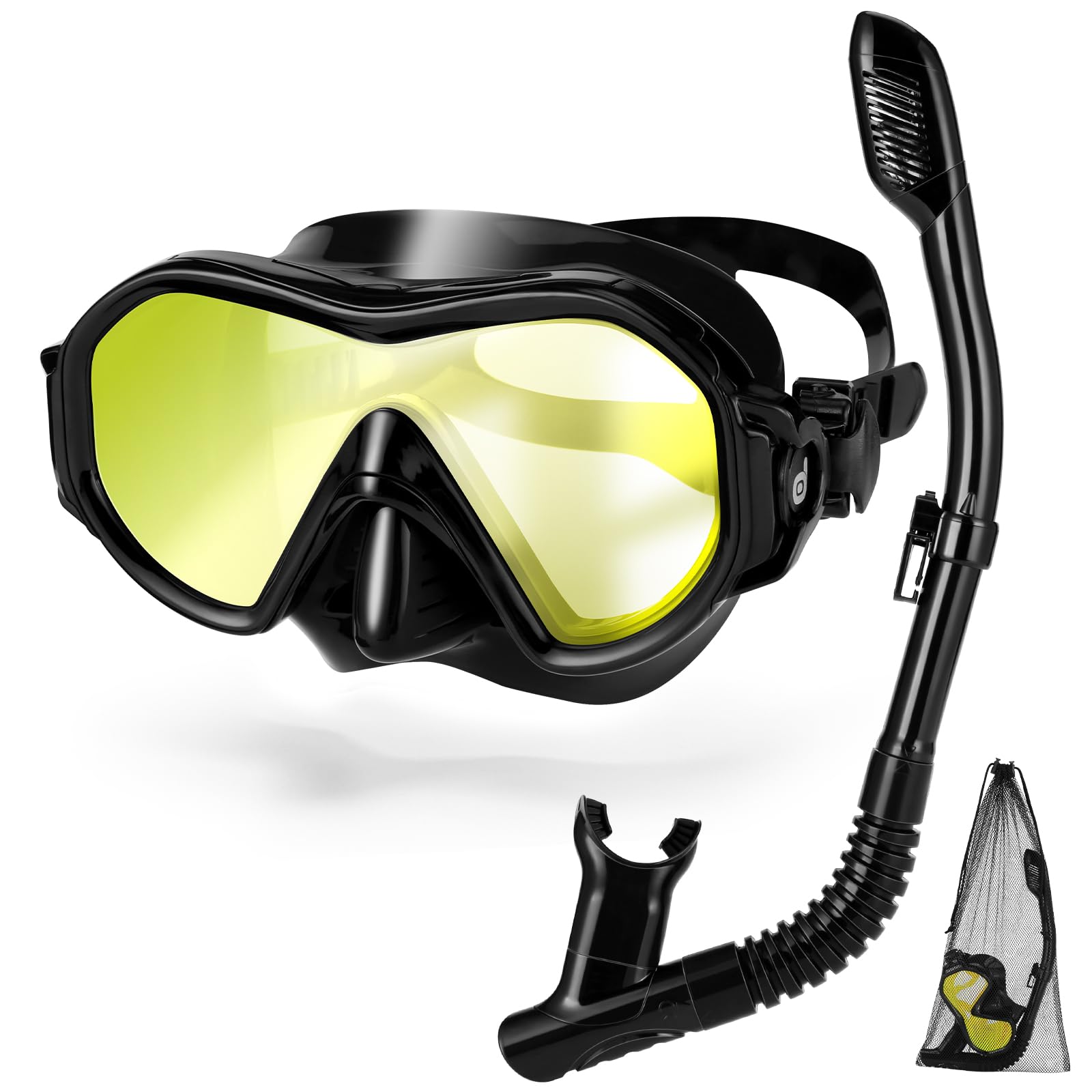 Odoland Máscara de Buceo con Tubo de Respiración para Hombres y Mujeres Jóvenes, Máscara de Snorkel de Vidrio Templado Antivaho, Set para Snorkel Natación Submarinismo
