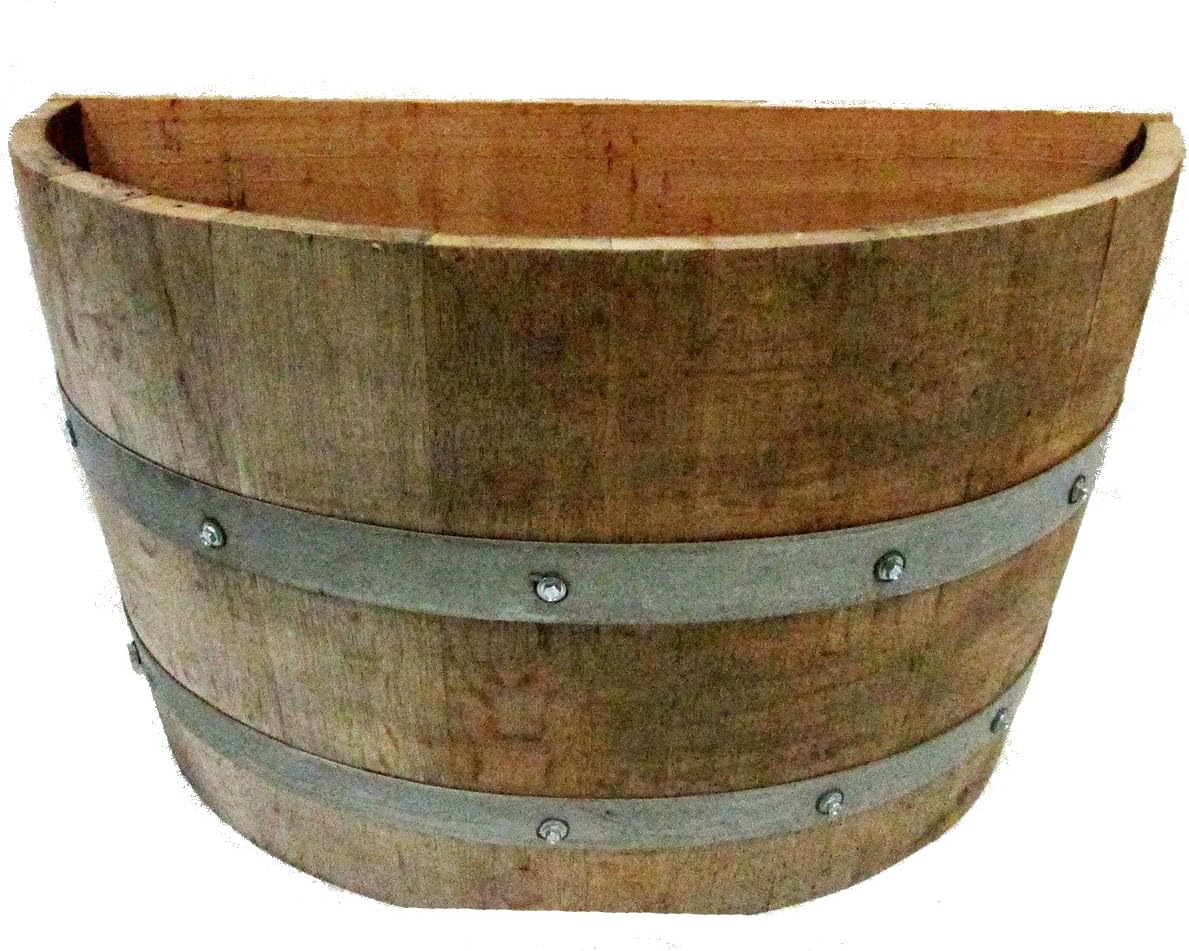 MGP Oak Wood Qarter Wine Barrel Planter Handcrafted from Used Wine Barrels, 26 W x 14 D x 18 H