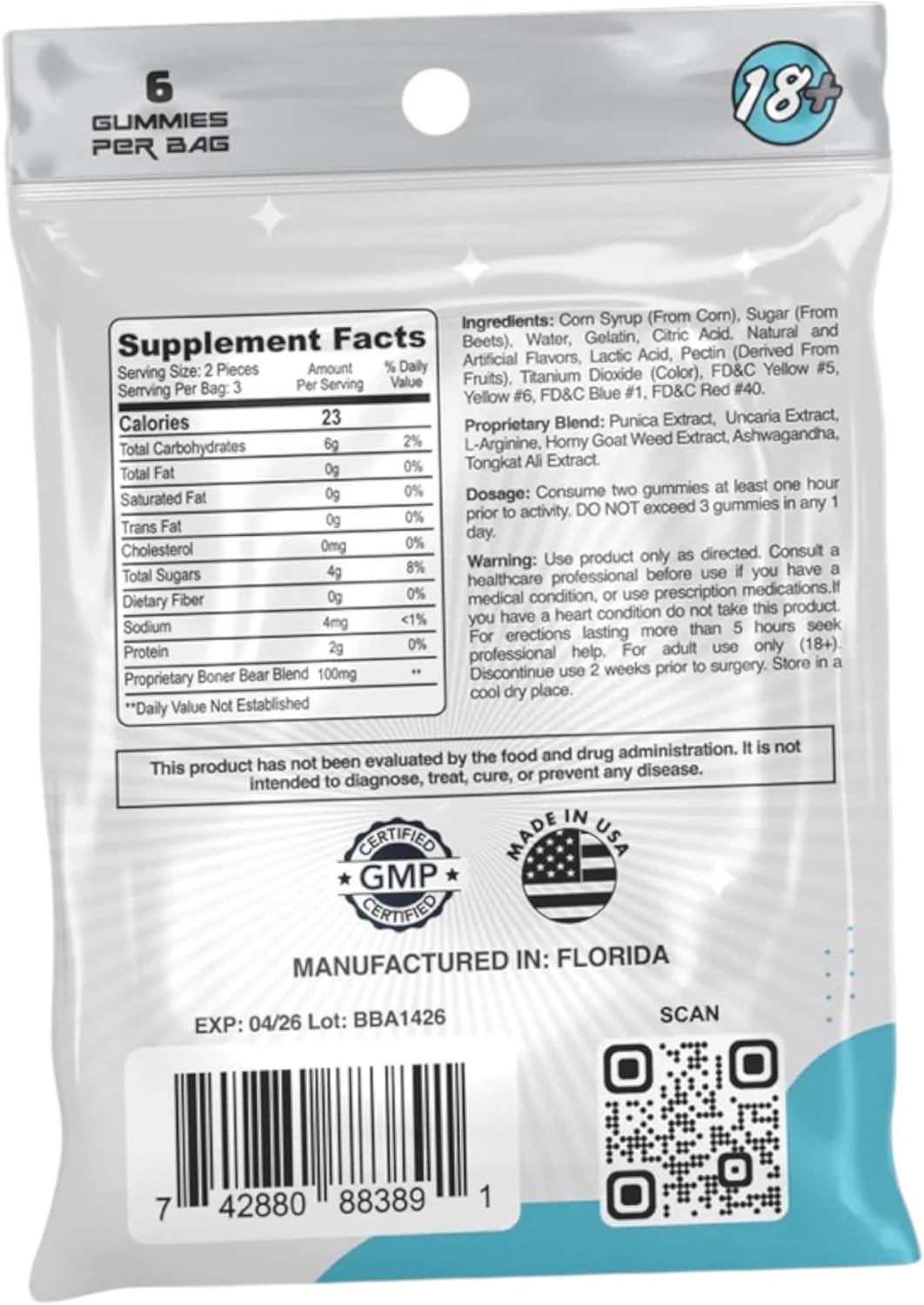 Boner Bears Box of 4 Packs - Boost Gummies for Men, Elite Booster, Power in Every bite, Vegan