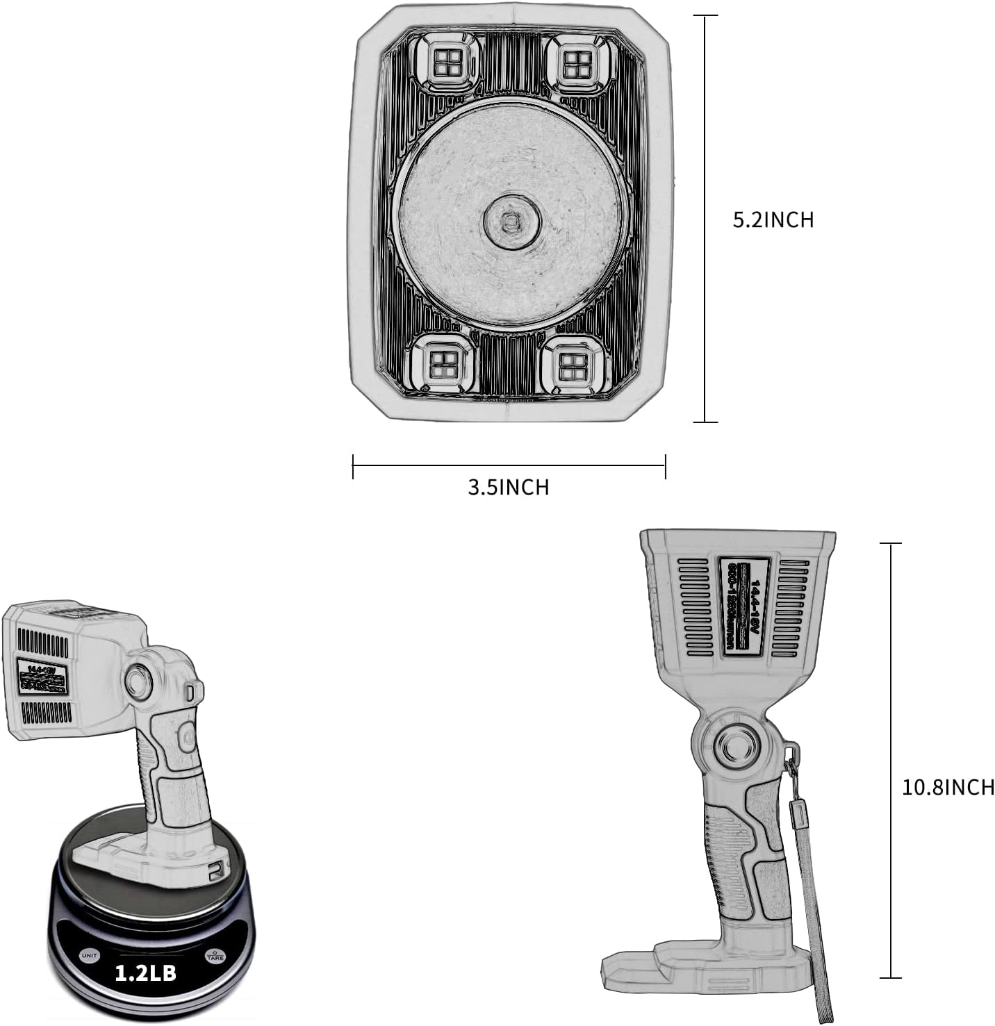 Taingwei 1250LM LED Flashlight Compatible with Ryobi 18v Battery,18W Work Light for Camping, Car Repairing, Emergency and Job Site Lighting(Battery not Included)