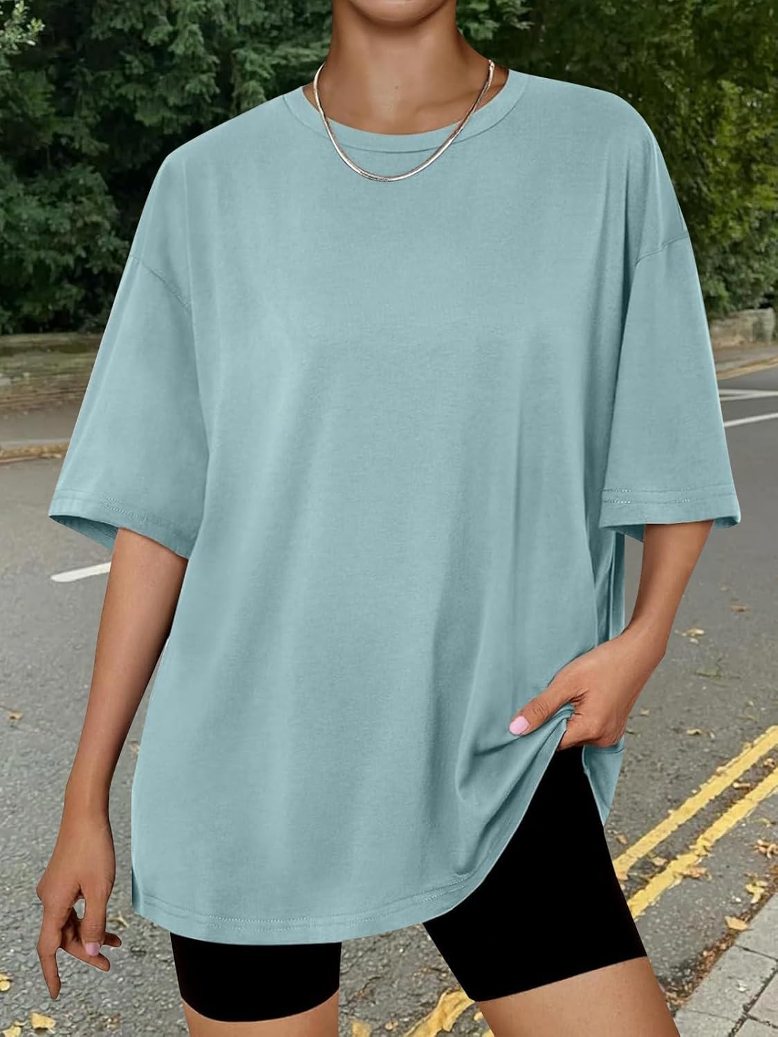 Trendy Queen Womens Oversized Summer T Shirts Plus Size Spring Cute Casual Tops Short Sleeves Fashion Workout Clothes - Image 6