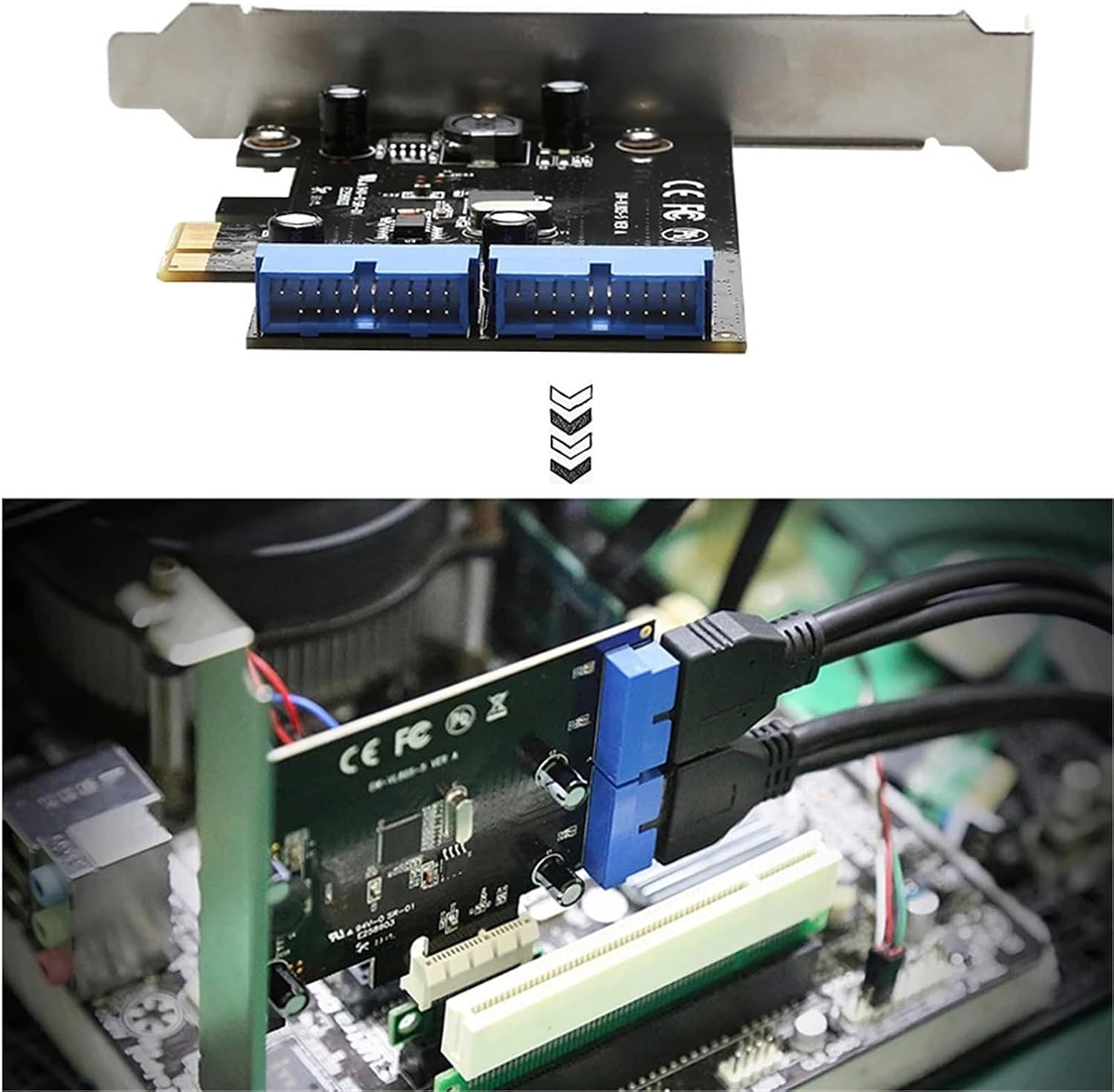 Super Speed PCI Express to Dual 20 Pin USB 3.0 Controller Card