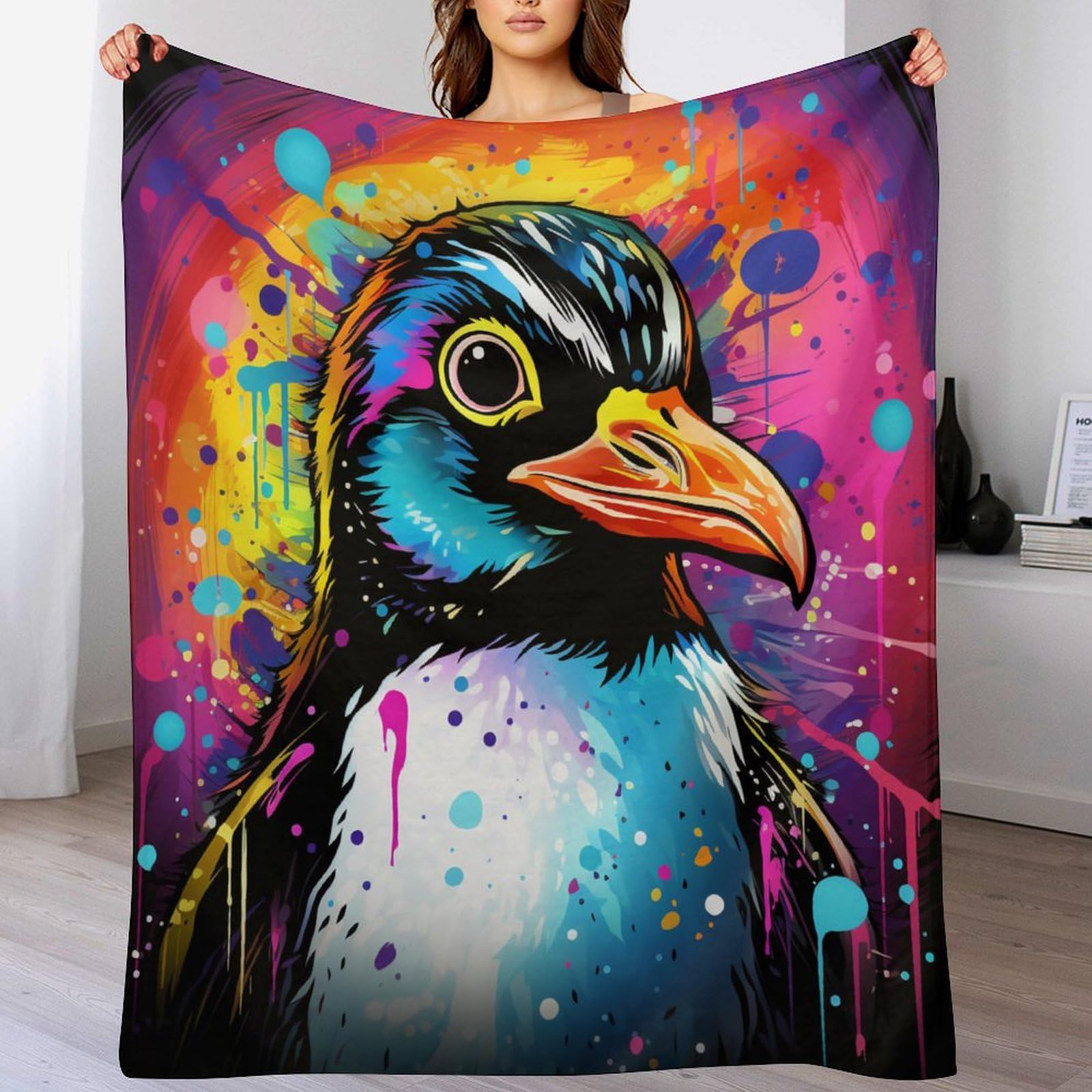 Manta de forro polar Penguin suave y ligera para sofá cama 180x200cm