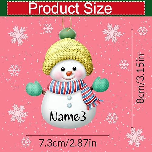 Miniatura 2 de Adornos de Navidad personalizados de muñeco de nieve con nombre, adornos de Navidad familiares personalizados para colgar en la puerta del árbol,