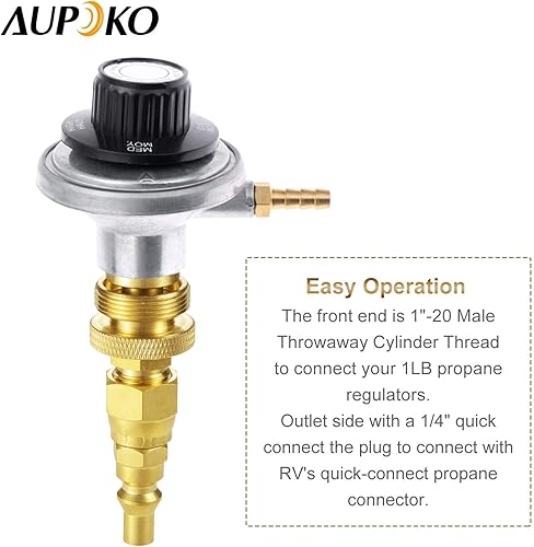 Miniatura 4 de Aupoko Adaptador de eliminación de propano de 1 libra con adaptador de desconexión de conexión rápida de 1/4 pulgadas y accesorios de conexión