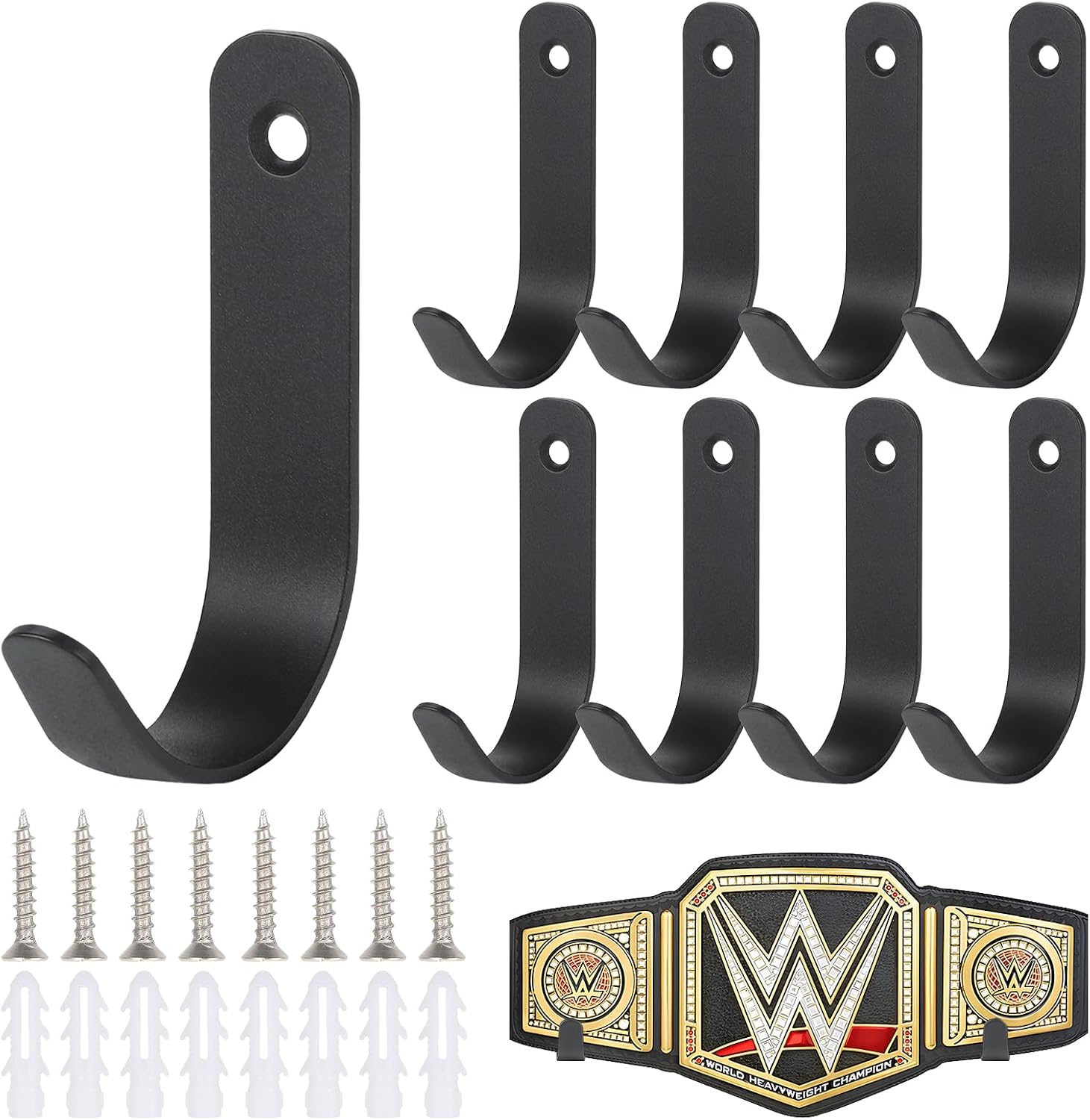 8pcs Wrestling Belt Wall Display Holder Championship Wall Mount Organizer WWE Belt Hanger Perfect for Adults & Kids Easy to Install Title Belt Organizer Holder for Wall