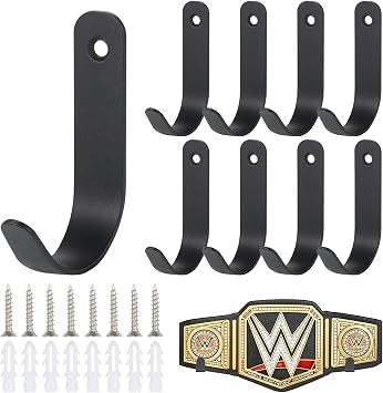 8pcs Wrestling Belt Wall Display Holder Championship Wall Mount Organizer WWE Belt Hanger Perfect for Adults & Kids Easy to Install Title Belt Organizer Holder for Wall