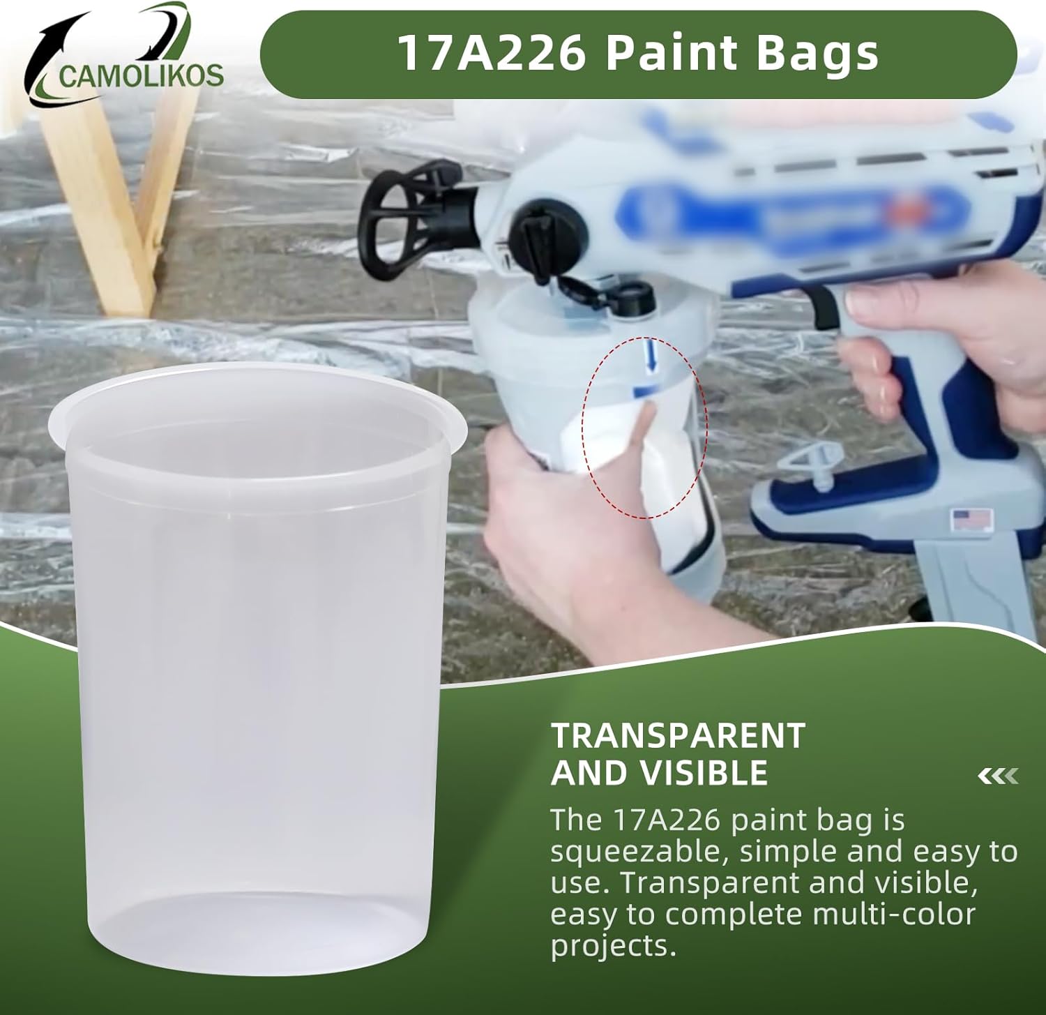 17A226 Paint Bags Compatible with Graco,17A226 for FlexLiner 32 oz (Clear 20PC)