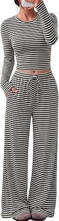 Trendy Queen Women's 2 Piece Fall Fashion Lounge Set with Pockets