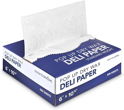 500 Count Pre-Cut Deli Wax Sheets, 6 Heavy Duty Pop Up Dry Wax for Restaurant, Disposable Deli Wrap for Burrito, Hot Dog or Sandwich, Stock Your Home