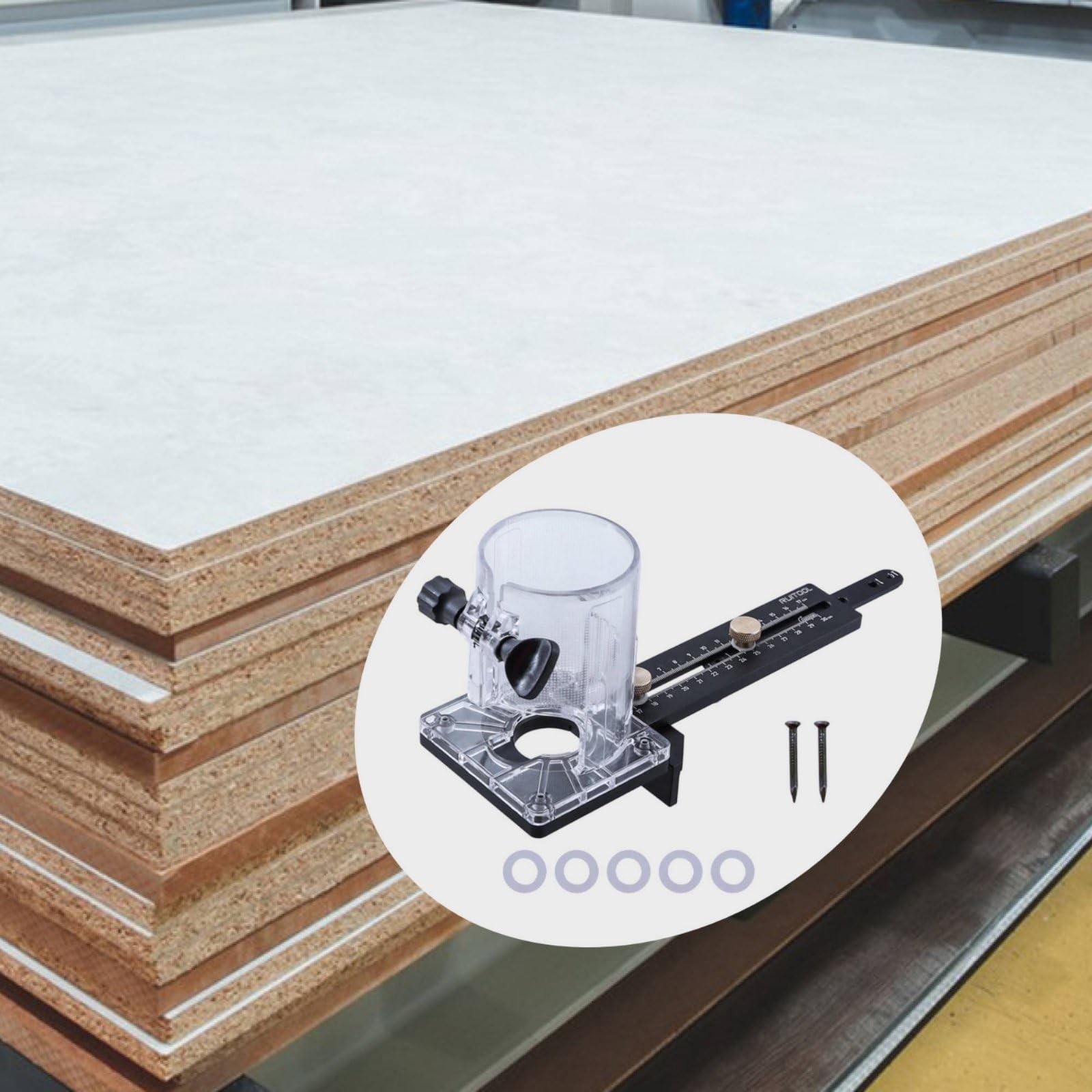 Fresadora de Madera Plantilla de Corte Circular Accesorio de Enrutador Guía para Ranuras con Posicionamiento Doble en Aleación de Aluminio Adecuada para Guitarras Altavoces Carpintería