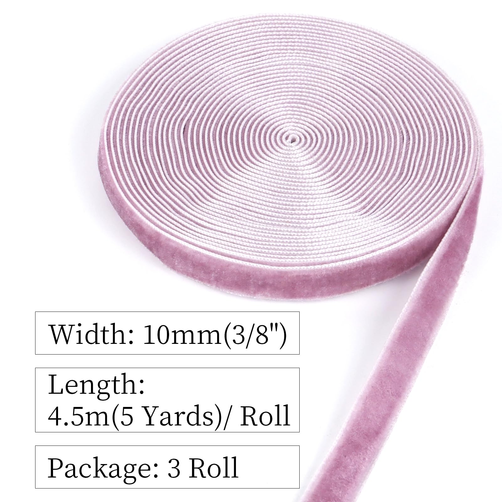 Rollo De Cinta De Terciopelo Morado 10mm X 20 Yardas | Para Manualidades, Regalos, Lazos Y Bodas
